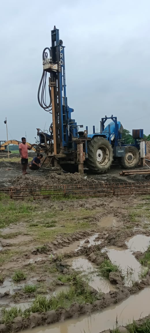 Borewell rig at work